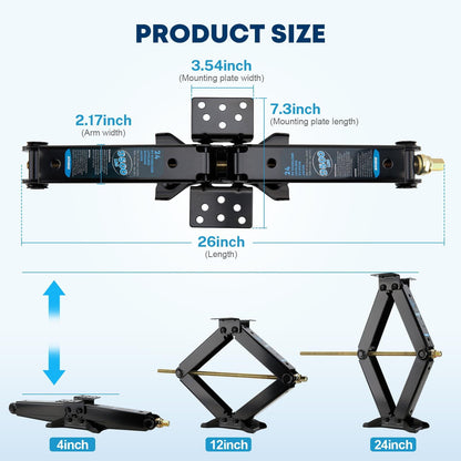 Kohree 24" 9500lbs RV Trailer Stabilizer Leveling Scissor Jacks with Crank Handle and Drill Bit,Set 2