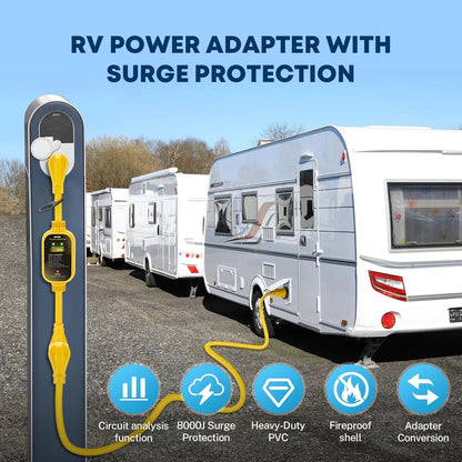 Kohree 50 Amp to 30 Amp RV Adapter with Surge Protection, 8000 Joules RV Surge Protector with LED Power Indicatorsfor Camper Travel Trailer