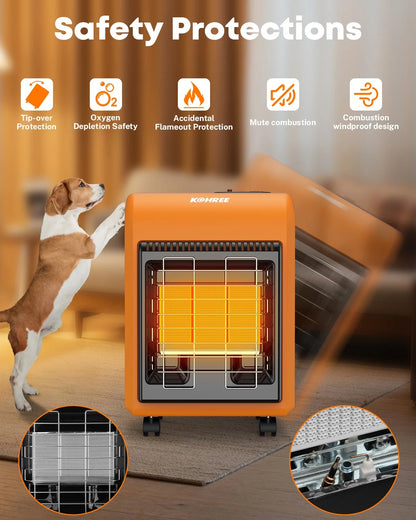 Kohree Propane Heater Portable 18000 BTU Cabinet Space Heater for Home ,Garage, Outdooor Sports ,Camping,RV,Fishing,Orange