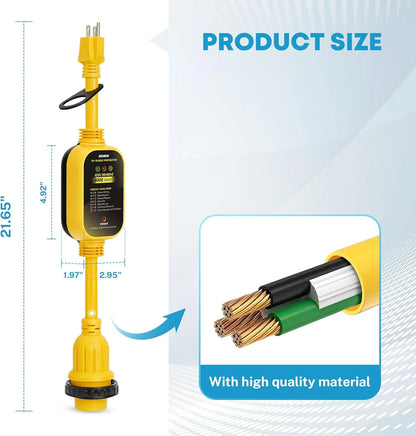 Kohree 30 Amp to 50 Amp RV Adapter with Surge Protection, 8000 Joules RV Surge Protector with LED Power Indicato for Camper Trailer, NEMA TT-30P to NEMA 14-50R