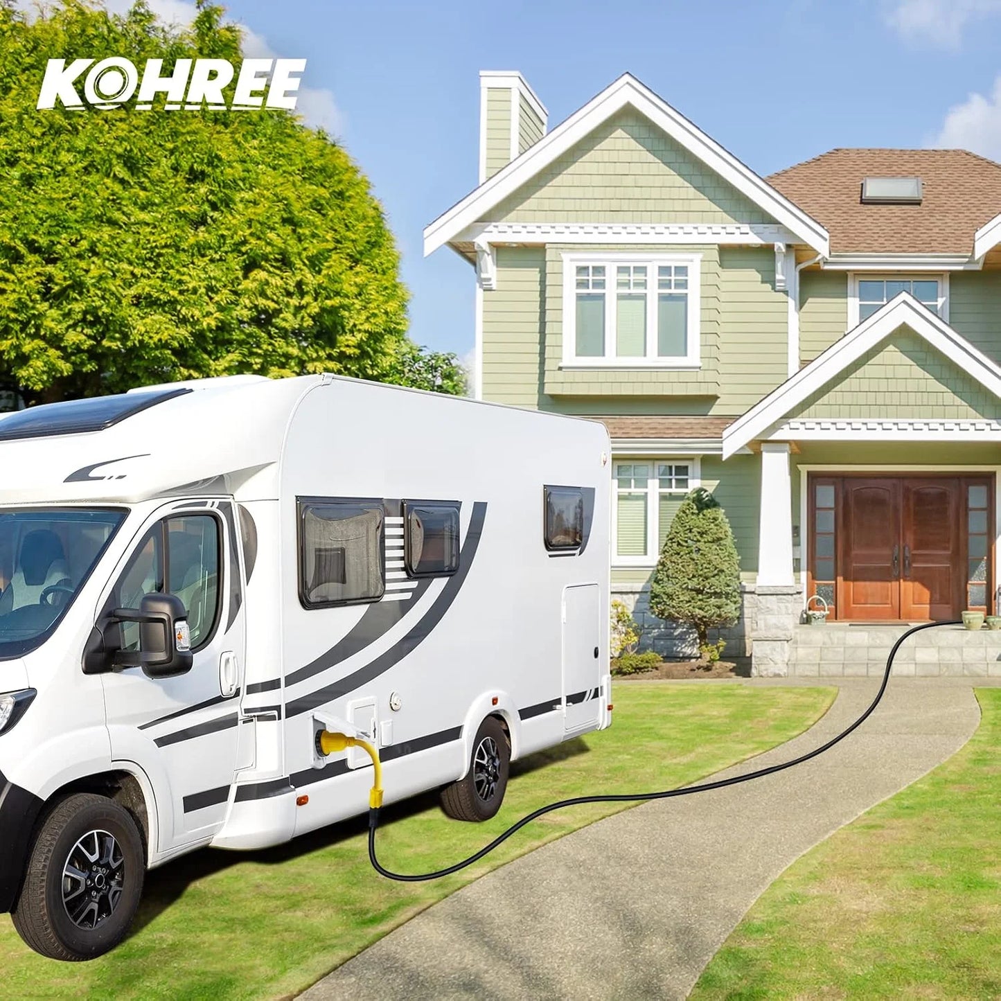 Kohree 30 Amp to 15 Amp 110 RV Adapter Plug, 15A Male to 30A Female RV Power Adapter, NEMA 5-15P to L5-30R Twist Lock RV Dogbone Electrical Adapter Cord 12"