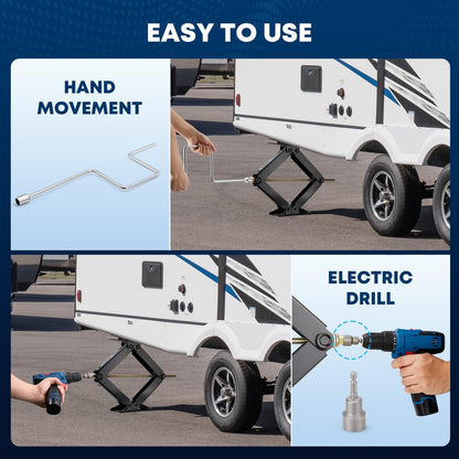 Kohree 24" 9500lbs RV Trailer Stabilizer Leveling Scissor Jacks with Crank Handle and Drill Bit,Set 2