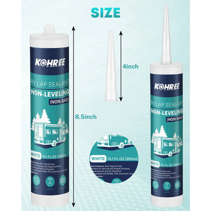 Kohree Non-Leveling RV Roof Sealant 1 Pack,White Non-Sag Lap Sealant for RV Roof Repair,Maintenance,Camper & Trailer
