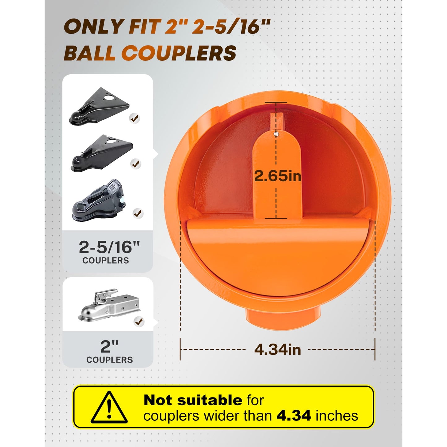 Kohree RV Trailer Hitch Locks Heavy Duty Trailer Coupler Lock Fits 2-5/16 inch, 1-7/8" Couplers with 4 Keys & 4 Dust Covers, Orange