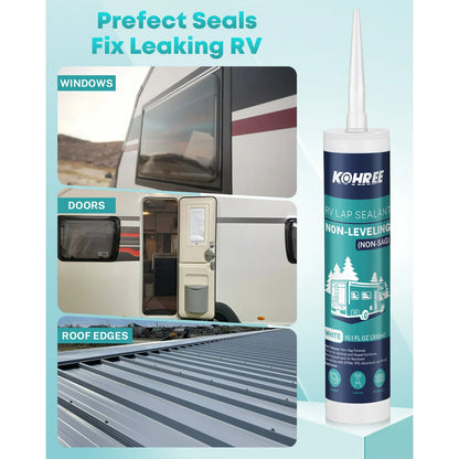 Kohree Non-Leveling RV Roof Sealant 1 Pack,White Non-Sag Lap Sealant for RV Roof Repair,Maintenance,Camper & Trailer