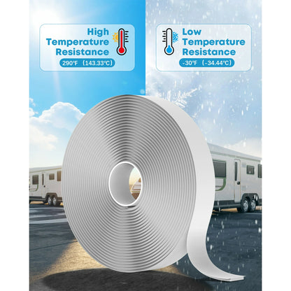 Kohree Butyl Sealant Tape , 1/8-Inch x 3/4-Inch x 30-Foot, RV Putty Rubber Seal Tape Leak Proof for RV Repair, Window, Boat Sealing-White 2 Pack