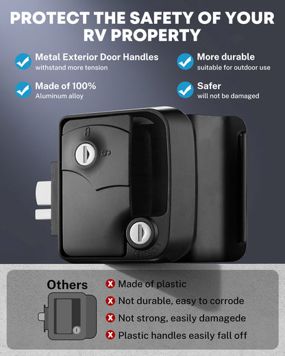 Kohree Upgraded RV Door Lock with Paddle Deadbolt, 100% Zinc Alloy, Camper Entry Door Latch, RV Lock Replacement Kit with 4 Keys, for Cargo Hauler Horse Trailer Truck, Black