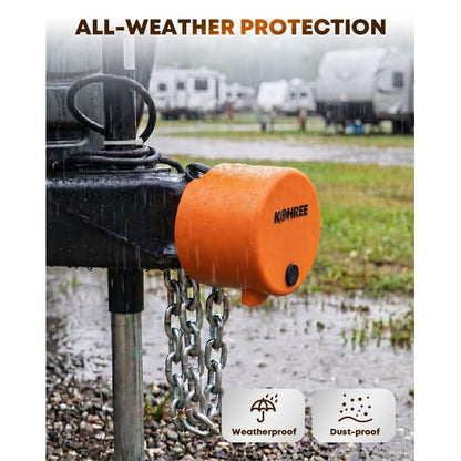 Kohree RV Trailer Hitch Locks Heavy Duty Trailer Coupler Lock Fits 2-5/16 inch, 1-7/8" Couplers with 4 Keys & 4 Dust Covers, Orange