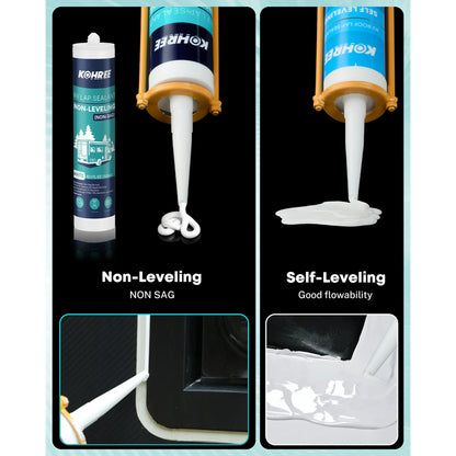 Kohree Non-Leveling RV Roof Sealant 1 Pack,White Non-Sag Lap Sealant for RV Roof Repair,Maintenance,Camper & Trailer